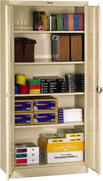 Tennsco - 5 Shelf Locking Storage Cabinet - Steel, 36" Wide x 18" Deep x 78" High, Medium Gray - Benchmark Tooling