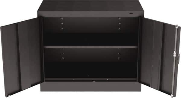 Tennsco - 2 Shelf Locking Storage Cabinet - Steel, 36" Wide x 18" Deep x 30" High, Black - Benchmark Tooling