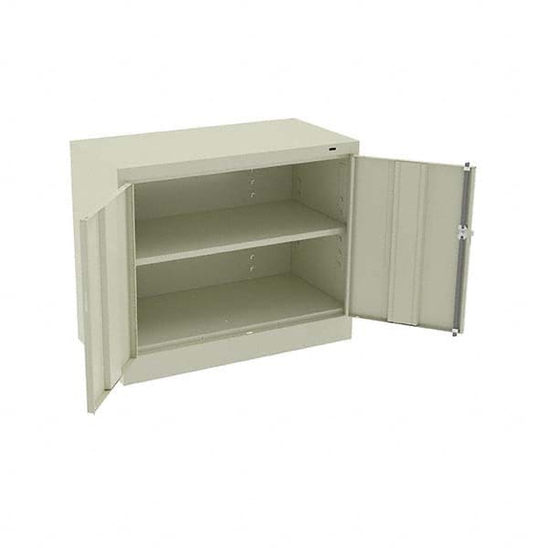 Tennsco - 2 Shelf Locking Storage Cabinet - Steel, 36" Wide x 18" Deep x 30" High, Champagne/Putty - Benchmark Tooling