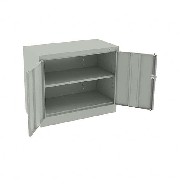 Tennsco - 2 Shelf Locking Storage Cabinet - Steel, 36" Wide x 18" Deep x 30" High, Light Gray - Benchmark Tooling