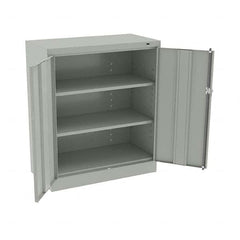 Tennsco - 3 Shelf Locking Storage Cabinet - Steel, 36" Wide x 18" Deep x 42" High, Light Gray - Benchmark Tooling