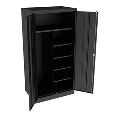 Tennsco - 6 Shelf Combination Storage Cabinet - Steel, 36" Wide x 24" Deep x 72" High, Black - Benchmark Tooling