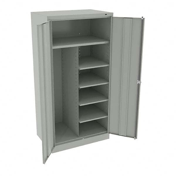 Tennsco - 6 Shelf Combination Storage Cabinet - Steel, 36" Wide x 24" Deep x 72" High, Light Gray - Benchmark Tooling