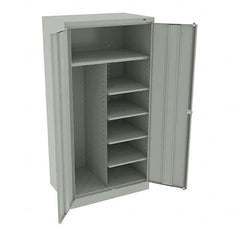 Tennsco - 6 Shelf Combination Storage Cabinet - Steel, 36" Wide x 24" Deep x 72" High, Light Gray - Benchmark Tooling