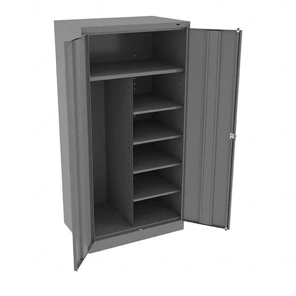 Tennsco - 6 Shelf Combination Storage Cabinet - Steel, 36" Wide x 24" Deep x 72" High, Medium Gray - Benchmark Tooling