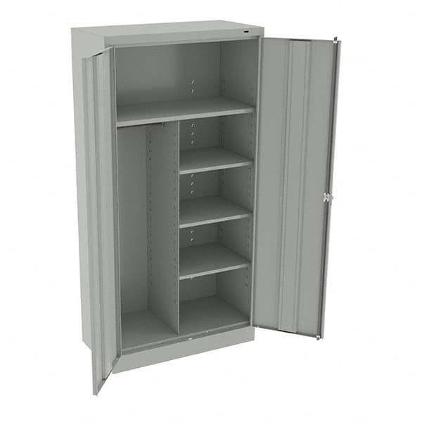 Tennsco - 6 Shelf Combination Storage Cabinet - Steel, 36" Wide x 18" Deep x 72" High, Light Gray - Benchmark Tooling