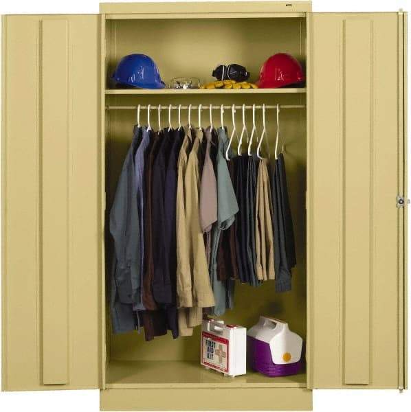 Tennsco - 2 Shelf Wardrobe Storage Cabinet - Steel, 36" Wide x 18" Deep x 72" High, Champagne/Putty - Benchmark Tooling