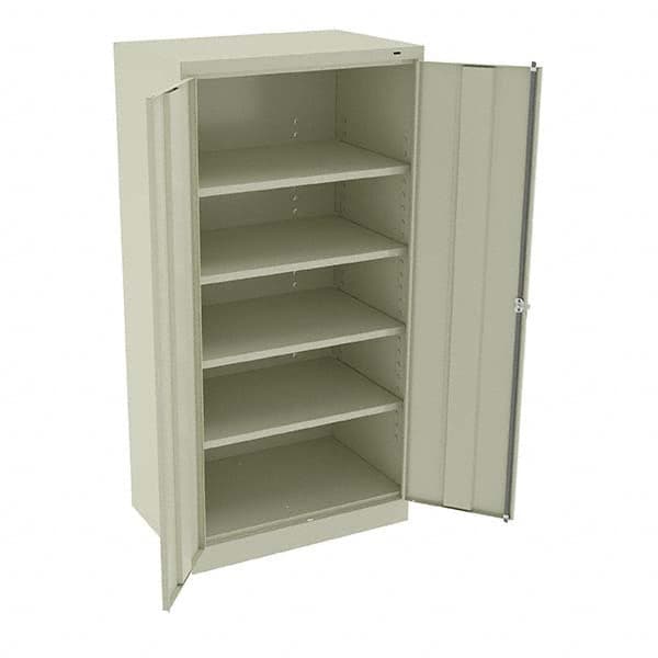 Tennsco - 5 Shelf Locking Storage Cabinet - Steel, 36" Wide x 24" Deep x 72" High, Champagne/Putty - Benchmark Tooling