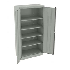 Tennsco - 5 Shelf Locking Storage Cabinet - Steel, 36" Wide x 18" Deep x 72" High, Light Gray - Benchmark Tooling