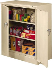 Tennsco - 3 Shelf Locking Storage Cabinet - Steel, 36" Wide x 24" Deep x 42" High, Light Gray - Benchmark Tooling