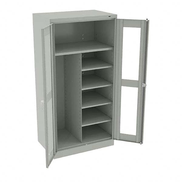 Tennsco - 6 Shelf Combination Storage Cabinet - Steel, 36" Wide x 24" Deep x 72" High, Light Gray - Benchmark Tooling