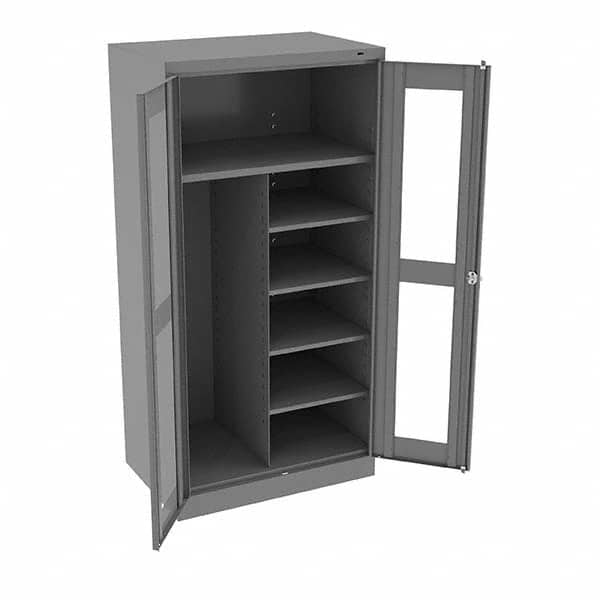 Tennsco - 6 Shelf Combination Storage Cabinet - Steel, 36" Wide x 24" Deep x 72" High, Medium Gray - Benchmark Tooling