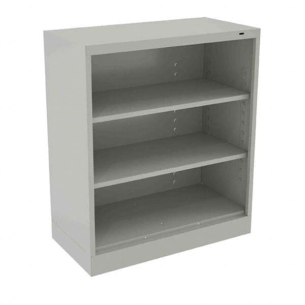 Tennsco - 3 Shelf, 200 Lb. Capacity, Closed Shelving Storage Cabinets and Lockers - 36 Inch Wide x 24 Inch Deep x 42 Inch High, Light Gray - Benchmark Tooling