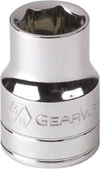 GearWrench - 1/4" Drive, Standard Hand Socket - 6 Points, 1" OAL, Alloy Steel, Chrome Finish - Benchmark Tooling