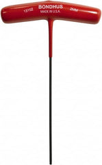 Bondhus - 2mm Hex, T-Handle Cushion Grip, Hex Key - 5-29/32" OAL, Protanium High Torque Steel, Metric System of Measurement - Benchmark Tooling