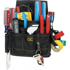 CLC - Electrician's Holster with 9 Pockets - Ballistic Polyester, Black, 7" Wide x 6" High x 2" Deep - Benchmark Tooling