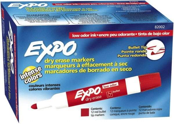 Expo - Red Low Odor Bullet Tip 12 Pack Dry Erase Markers - For Use with Dry Erase Marker Boards - Benchmark Tooling