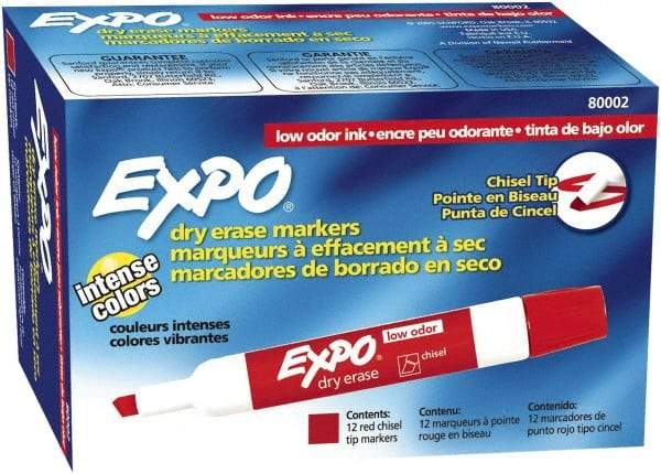 Expo - Red Low Odor Chisel Tip 12 Pack Dry Erase Markers - For Use with Dry Erase Marker Boards - Benchmark Tooling