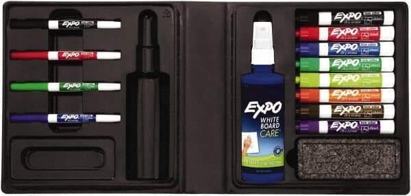 Expo - Assorted Colors, Low Odor 4 Fine Point, 8 Chisel Tip Dry Erase Markers - Includes Cleaning Fluid, For Use with Dry Erase Marker Boards - Benchmark Tooling