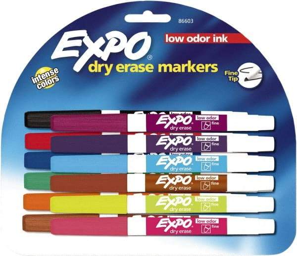 Expo - Aqua, Black, Blue, Brown, Green, Lime, Orange, Pink, Plum, Pumpkin, Purple & Red Low Odor Fine Tip Dry Erase Markers - For Use with Dry Erase Marker Boards - Benchmark Tooling