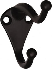 National Mfg. - 1" Wide x 2" High x 0.11" Thick, Double Coat & Hat Hook - 2-3/4" Projection, Oil Rubbed Bronze - Benchmark Tooling