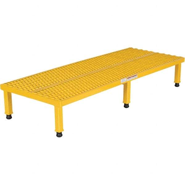 Vestil - 9" High x 24" Wide x 60" Deep, Yellow Step Stand - Steel, 500 Lb Capacity - Benchmark Tooling