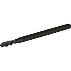 Kennametal - #10-32 UNF 2 Flute H5 Oxide Finish High Speed Steel Spiral Flute Extension Tap - Modified Bottoming Chamfer, 6" OAL, Series T830 - Exact Industrial Supply