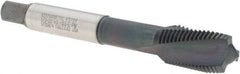 Kennametal - 1/2-20 UNF 3 Flute 3B Plug Spiral Flute Tap - Vanadium High Speed Steel, AlCrTiN Finish, 3-3/8" OAL, Left Hand Flute, Right Hand Thread, H3, Series T690 - Benchmark Tooling