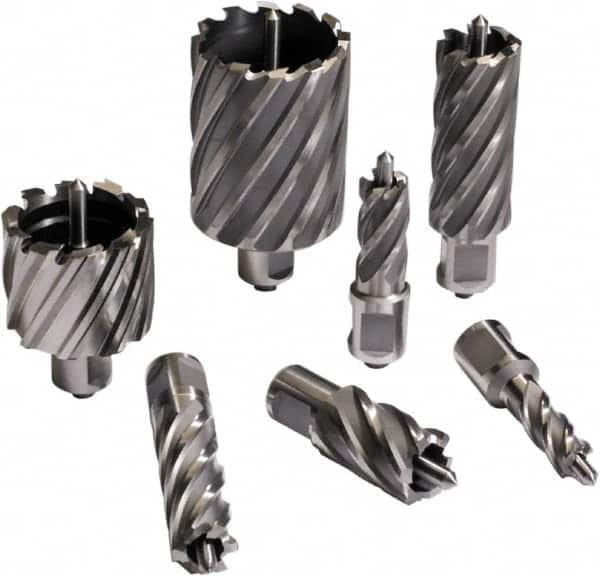 Annular Cutter: 3/4″ Dia, 3″ Depth of Cut, Carbide Tipped 3/4″ Shank Dia, Weldon Shank, 2 Flats, Bright/Uncoated