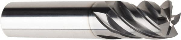 American Tool Service - 3/8", 5/8" LOC, 3/8" Shank Diam, 2" OAL, 5 Flute, Solid Carbide Square End Mill - Single End, AlCrN Finish, Spiral Flute, Variable° Helix, Centercutting, Right Hand Cut, Right Hand Flute - Benchmark Tooling