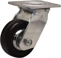 Hamilton - 4" Diam x 1-1/2" Wide x 5-5/8" OAH Top Plate Mount Swivel Caster - Phenolic, 600 Lb Capacity, Straight Roller Bearing, 4 x 4-1/2" Plate - Benchmark Tooling