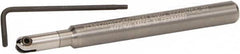 Kennametal - 1/4" Cut Diam, 1/8" Max Depth of Cut, 3/8" Shank Diam, 100mm OAL, Indexable Ball Nose End Mill - 40.62mm Head Length, Straight Shank, KDMB Toolholder, KDMB 0250.. Insert - Benchmark Tooling