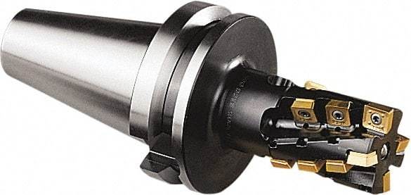 Seco - 50mm Cut Diam, 77mm Max Depth of Cut, 250mm OAL, Indexable Square Shoulder Helical End Mill - BT50 Taper Shank, 90° Lead Angle, Series Turbo - Benchmark Tooling