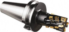 Seco - 50mm Cut Diam, 77mm Max Depth of Cut, 250mm OAL, Indexable Square Shoulder Helical End Mill - BT50 Taper Shank, 90° Lead Angle, Series Turbo - Benchmark Tooling