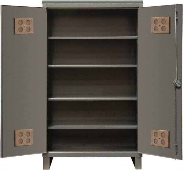 Durham - 4 Shelf Locking Storage Cabinet - Steel, 60" Wide x 24" Deep x 78" High, Gray - Benchmark Tooling