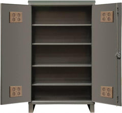Durham - 4 Shelf Locking Storage Cabinet - Steel, 60" Wide x 24" Deep x 78" High, Gray - Benchmark Tooling
