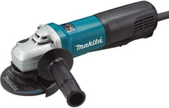 Makita - 4-1/2" Wheel Diam, 10,500 RPM, Corded Angle & Disc Grinder - 5/8-11 Spindle, 120 Volts, 10 Amps - Benchmark Tooling