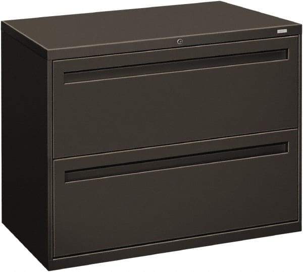 Hon - 36" Wide x 28-3/8" High x 19-1/4" Deep, 2 Drawer Lateral File - Steel, Charcoal - Benchmark Tooling