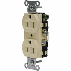 Hubbell Wiring Device-Kellems - 125V 15A NEMA 5-15R Commercial Grade Ivory Straight Blade Duplex Receptacle - Benchmark Tooling