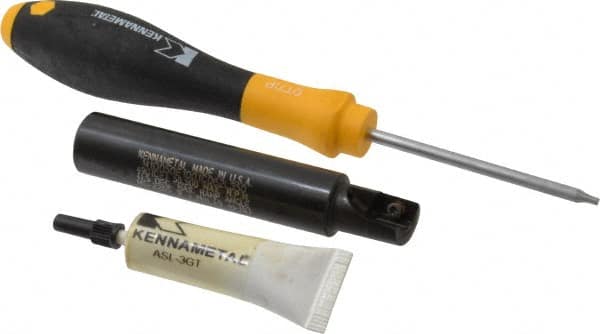 Kennametal - 1/2" Cut Diam, 0.404" Max Depth of Cut, 5/8" Shank Diam, 3-1/2" OAL, Indexable Square Shoulder End Mill - EC10.., EP10.. Inserts, Cylindrical Shank, 0° Lead Angle, Through Coolant - Benchmark Tooling