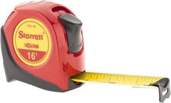 Starrett - 16' x 1" Yellow Blade Tape Measure - 1/16" Graduation, S1 Graduation Style, Red Case - Benchmark Tooling