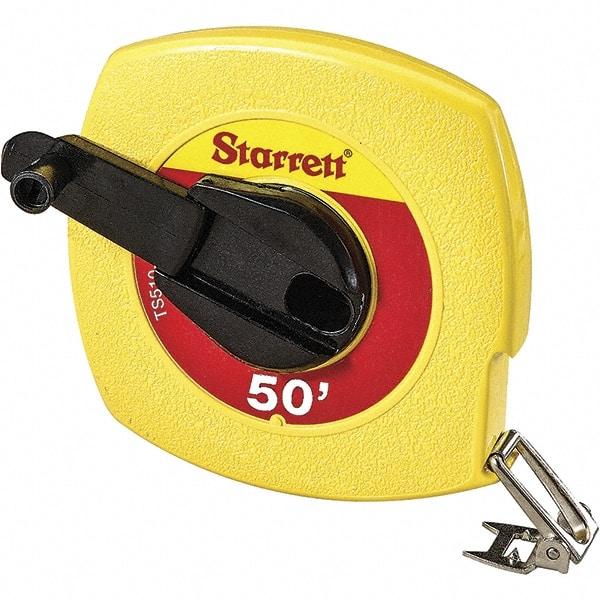 Starrett - 50' x 3/8" Yellow Blade Tape Measure - 1/8" Graduation, L1 Graduation Style, Yellow Case - Benchmark Tooling