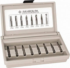 Cle-Line - 8 Piece, 1/4" Shank Burr Set - Solid Carbide, Multiple Head Shapes - Benchmark Tooling