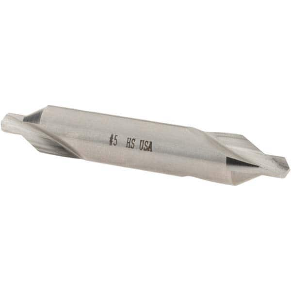 Cle-Line - #5 Plain Cut 60° Incl Angle High Speed Steel Combo Drill & Countersink - Benchmark Tooling