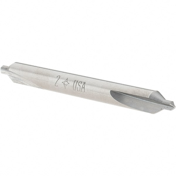 Cleveland - #2 Plain Cut 60° Incl Angle Solid Carbide Combo Drill & Countersink - Benchmark Tooling