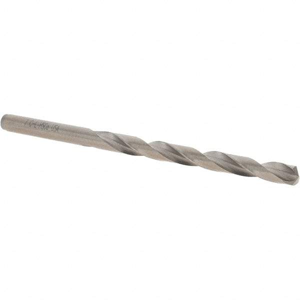 Chicago-Latrobe - #7 135° Cobalt Jobber Drill - Gold Finish Finish, Right Hand Cut, Spiral Flute, Straight Shank, 92.08mm OAL, Split Point - Benchmark Tooling