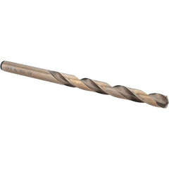 Chicago-Latrobe - Letter E (1/4) 135° Cobalt Jobber Drill - Gold Finish Finish, Right Hand Cut, Spiral Flute, Straight Shank, 101.6mm OAL, Split Point - Benchmark Tooling