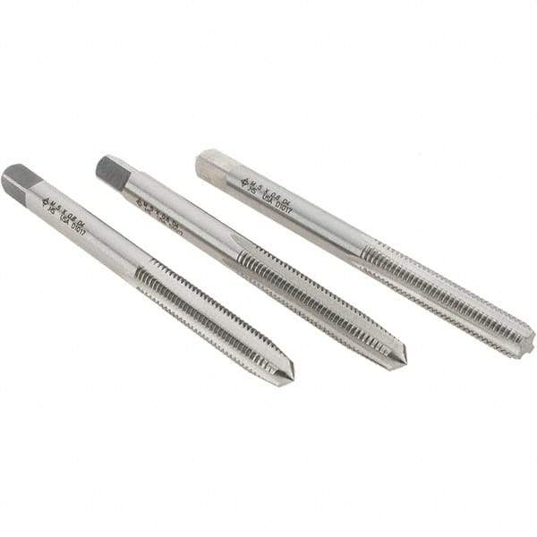 Cle-Line - M5x0.80 Metric, 4 Flute, Bottoming, Plug & Taper, Bright Finish, High Speed Steel Tap Set - Right Hand Cut, 2-3/8" OAL, 7/8" Thread Length, Series 0404 - Benchmark Tooling