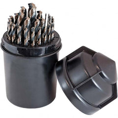 Cle-Force - 1/16 to 1/2", 135° Point, Oxide/Gold Finish, High Speed Steel Jobber Length Drill Bit Set - Benchmark Tooling