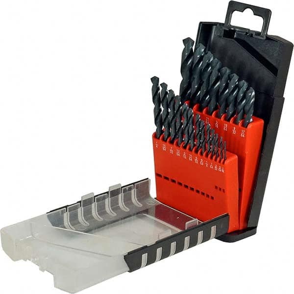 Cle-Force - 1/16 to 3/8", 118° Point, Oxide Finish, High Speed Steel Jobber Length Drill Bit Set - Benchmark Tooling